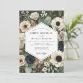 Cream Moody Botanical Wedding Kaart (Staand voorkant)