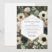 Cream Moody Botanical Wedding Kaart (Voorkant / Achterkant)