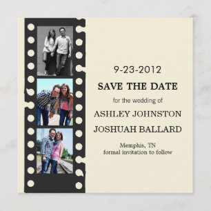 Cream Movie Strip Save the Date Inviting