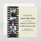 Cream Movie Strip Save the Date Inviting (Voorkant / Achterkant)