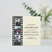 Cream Movie Strip Save the Date Inviting (Staand voorkant)