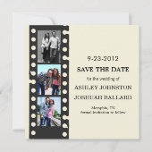 Cream Movie Strip Save the Date Inviting (Voorkant)