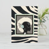 Cream-, munt- en zwarte zebra-afdrukken feestdagenkaart (Staand voorkant)