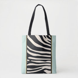 Cream-, munt- en zwarte zebra-afdrukken tote bag