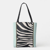 Cream-, munt- en zwarte zebra-afdrukken tote bag (Achterkant)