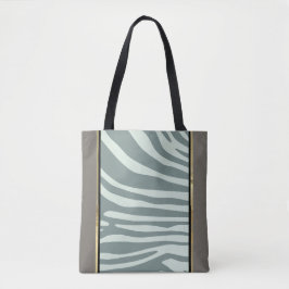 Cream-, munt- en zwarte zebra-afdrukken tote bag