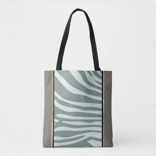 Cream-, munt- en zwarte zebra-afdrukken tote bag (Voorkant)