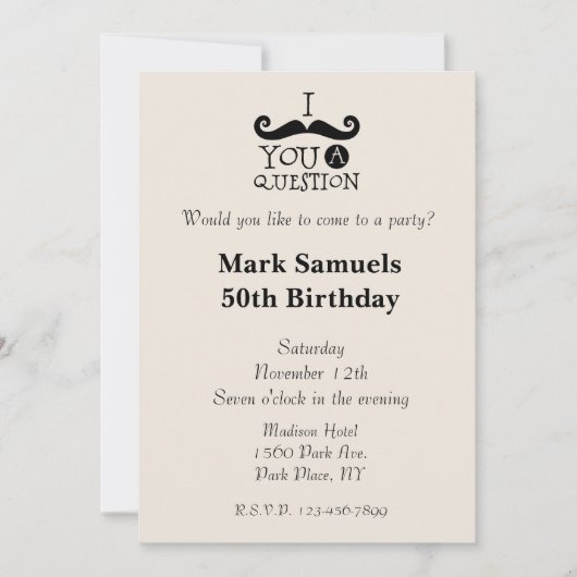 Cream Mustaches 50ste verjaardag Kaart (Voorkant)