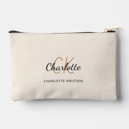 Cream naam monogram initialen modern etui (Achterkant)