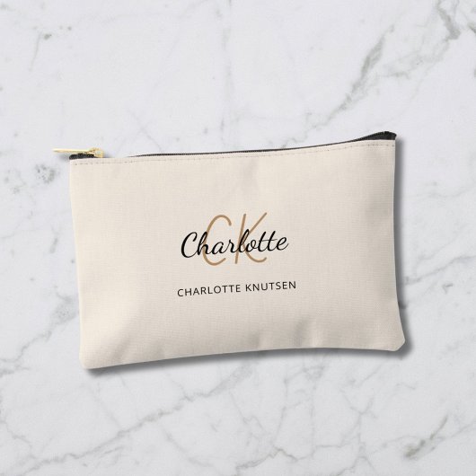 Cream naam monogram initialen modern etui