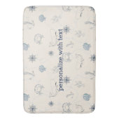 Cream Navy Blue Nautical Anchor Shells Beach Badmat (Voorkant Verticaal)