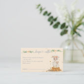 Cream Navy Lamb Sheep Baby shower Luier Raffle Informatiekaartje (Staand voorkant)