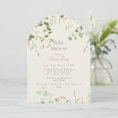 Cream Neutral Greenery Arch Baby shower Kaart (Staand voorkant)