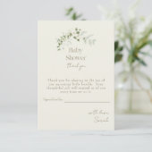 Cream Neutral Greenery Baby shower Bedankkaart (Staand voorkant)