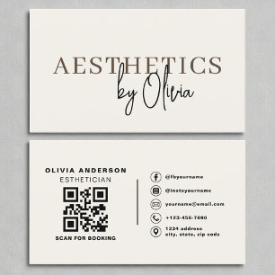 Cream Neutral Skincare Esthetician QR-code Visitekaartje