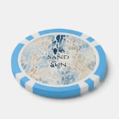 Cream Ocean Blue Abstract Strand Dierenprint Poker Chips (Enkel)