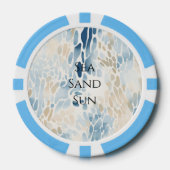 Cream Ocean Blue Abstract Strand Dierenprint Poker Chips (Voorkant)