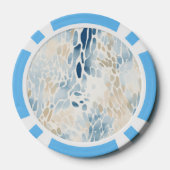 Cream Ocean Blue Abstract Strand Dierenprint Poker Chips (Achterkant)