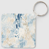 Cream Ocean Blue Abstract Strand Dierenprint Sleutelhanger (Achterkant)