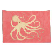 Cream Octopus op koraal - 2 standaard Kussenslopen (Achterkant-Rechts)