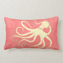 Cream Octopus op koraal - Lumbar Pillow Kussen