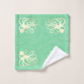 Cream Octopus op Mint-Bathroom-handdoekset Bad Handdoek (Wasdoekje)