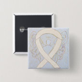 Cream of Ivory Angel Awareness Ribbon Custom Pins Vierkante Button 5,1 Cm (Voorkant /achterkant)