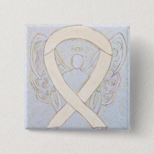 Cream of Ivory Angel Awareness Ribbon Custom Pins Vierkante Button 5,1 Cm