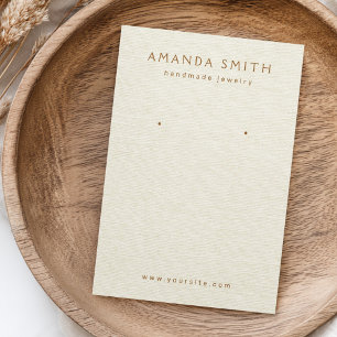 Cream off-white linen look earing Display Card Visitekaartje