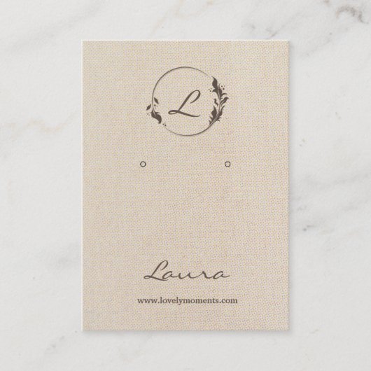 Cream off-white oorring display card visitekaartje (Voorkant)
