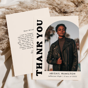 Cream Offset Arch Photo Graduation Bedankkaart