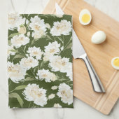 Cream & Olive floral Theedoek (Quarter Fold)