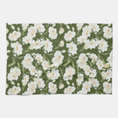 Cream & Olive floral Theedoek (Horizontaal)