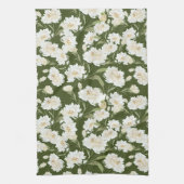 Cream & Olive floral Theedoek (Verticaal)