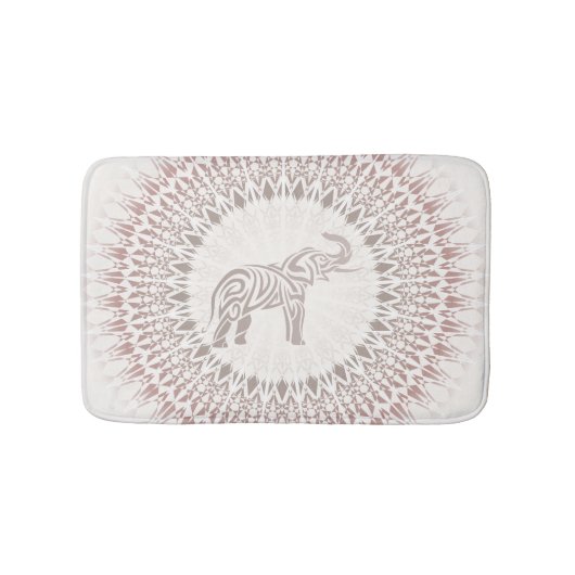 Cream Ombre Elephant Mandala Badmat (Voorkant)