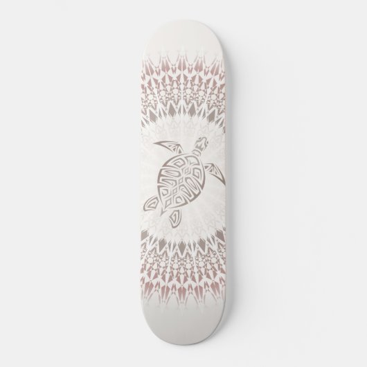 Cream Ombre Turtle and Mandala Coastal Skateboard (Voorkant)