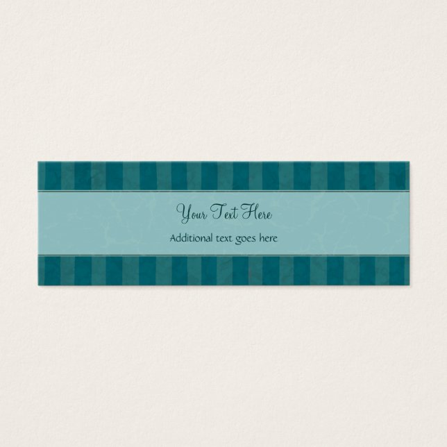 Cream on Blauwgroen Floral Wisps & Stripes met mon Mini Visitekaartjes (Voorkant)