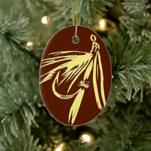 Cream on Brown Fly Kerstversiering Keramisch Ornament (Boom)