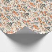 Cream Orange Floral House Chinoiserie Cadeaupapier (Hoek)