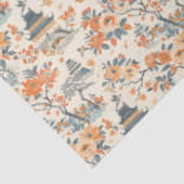 Cream Orange Floral House Chinoiserie Tissuepapier (Detail)