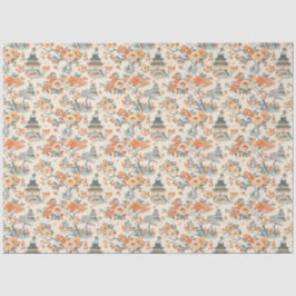 Cream Orange Floral House Chinoiserie Tissuepapier