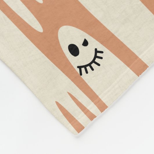 Cream & Orange Ghost Friends Pattern Fleece Deken (Hoek)