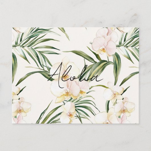 Cream Orchid Flowers Aloha Briefkaart (Voorkant)