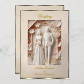 Cream  Origami stijl bruiloft Mooi Kaart (Voorkant / Achterkant)