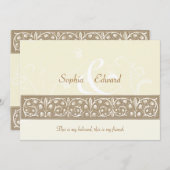 Cream Ornamental Frieze Wedding Kaart (Voorkant / Achterkant)