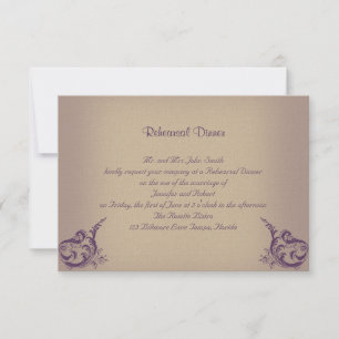 Cream Paarse  Posh Wedding Rehearal Kaart
