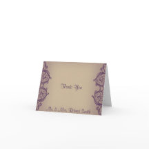 Cream Paarse  Scroll Posh bruiloft Dank u