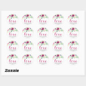 Cream Paarse Waterverf Floral Love Script Ronde Sticker (Vel)
