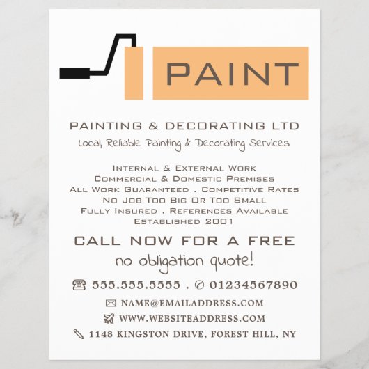 Cream Paint Roller, Painter & Decorator Flyer (Voorkant)