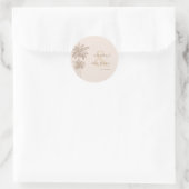Cream Palm Trees & Ampersand Namen Trouwen Ronde Sticker (Tas)